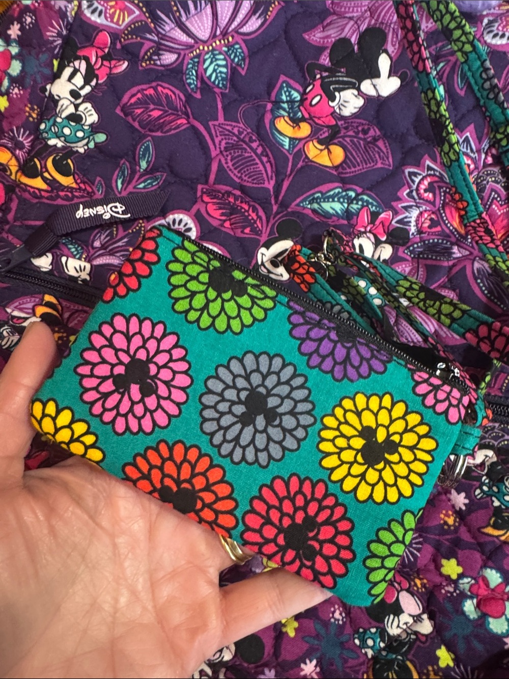 Vera Bradley Disney Purple Floral Mickey Backpack with Bow Accent and wallet - Picture 11 of 11